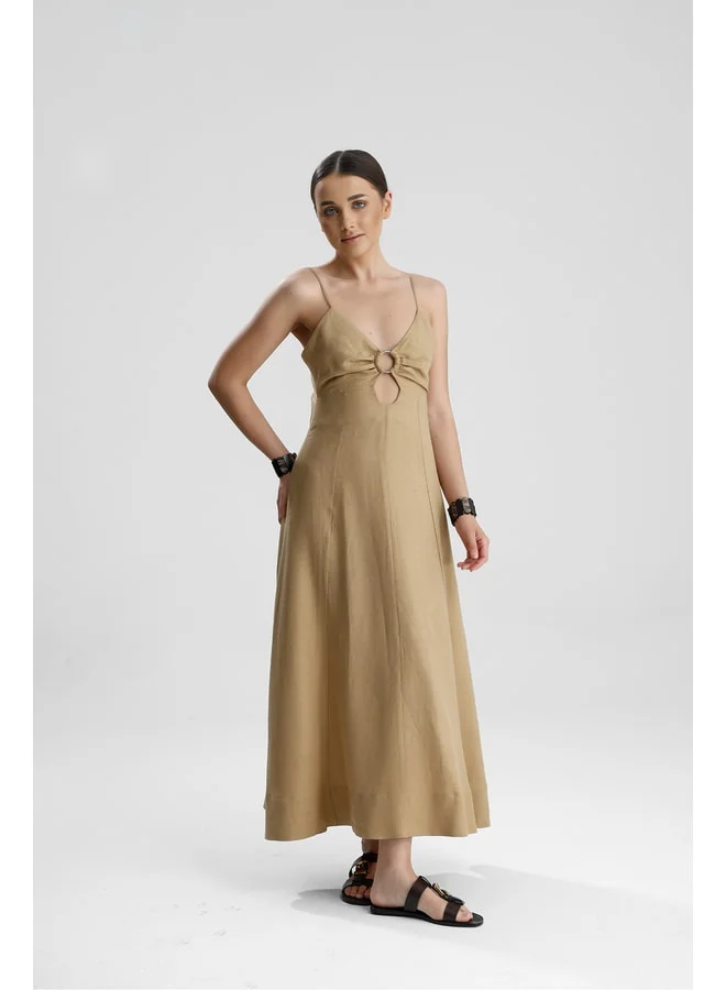 GACACOLLECTION Alvina Strappy Long Linen Dress.