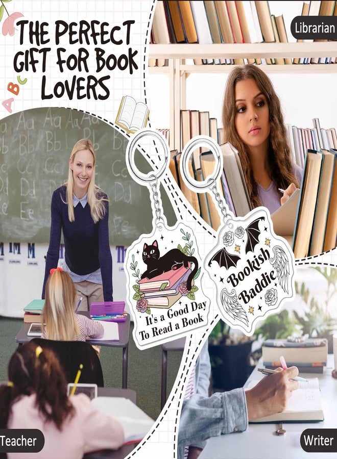 Equsion هدايا لمحبي الكتب من إيكويشن، سلسلة مفاتيح على شكل كتاب مضحك، إكسسوارات حفلات لمحبي الكتب، هدايا عيد ميلاد للنساء، ملونة، حوالي 5 سم - Image 5