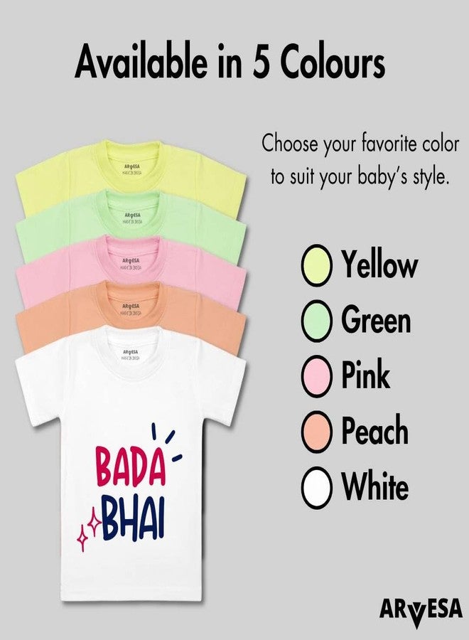 ARVESA Bada Bhai TS-1740 Brother Baby Tshirt for Kids Boys & Girls Half Sleeves Round Neck Clothes Tshirt for Kids Boys 1 Months to 6 Years Dress Pink - Image 4