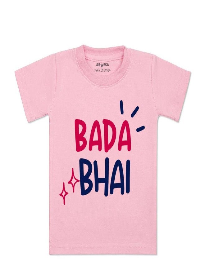 ARVESA Bada Bhai TS-1740 Brother Baby Tshirt for Kids Boys & Girls Half Sleeves Round Neck Clothes Tshirt for Kids Boys 1 Months to 6 Years Dress Pink - Image 1