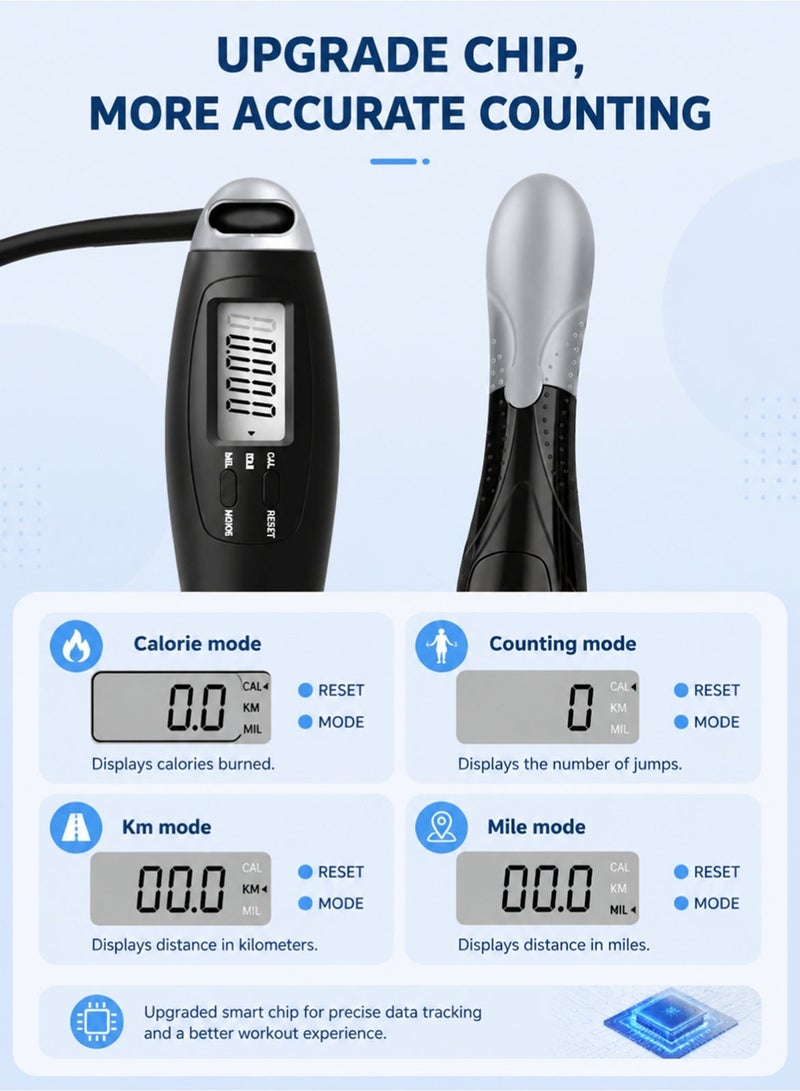 Hanira Digital Counting Skipping Rope with Adjustable Handles, Dual Purpose Digital Jump Rope - Image 4