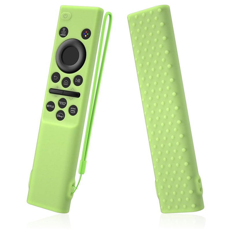 AKSHFETH Remote Cover Compatible with Samsung Remote bn59-01393/bn59-01388 Silicone Case Cover with Lanyard (Glow Green) - Image 1
