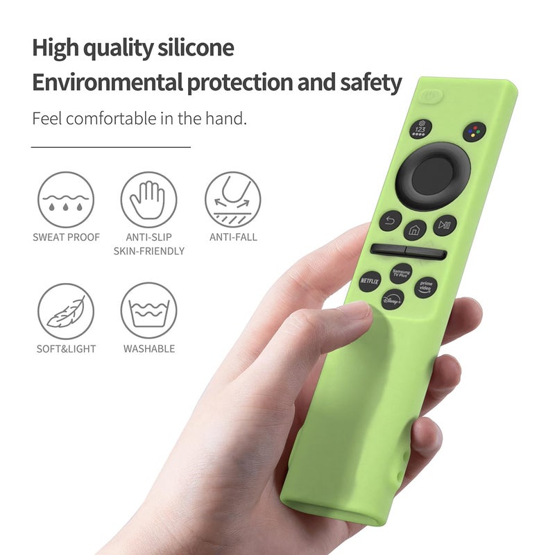 AKSHFETH Remote Cover Compatible with Samsung Remote bn59-01393/bn59-01388 Silicone Case Cover with Lanyard (Glow Green) - Image 3