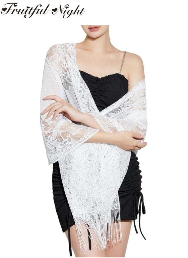 Fruitful Night - Tassel Ladies Shawls and Scarves Evening Scarves Wedding Formal Shawls - Image 1