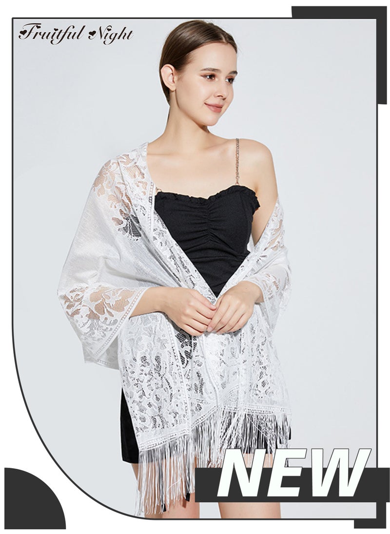 Fruitful Night - Tassel Ladies Shawls and Scarves Evening Scarves Wedding Formal Shawls - Image 1