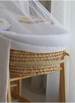 StarKids Baby Moses Basket Cradle With Rocking Stand, White  - Image 3