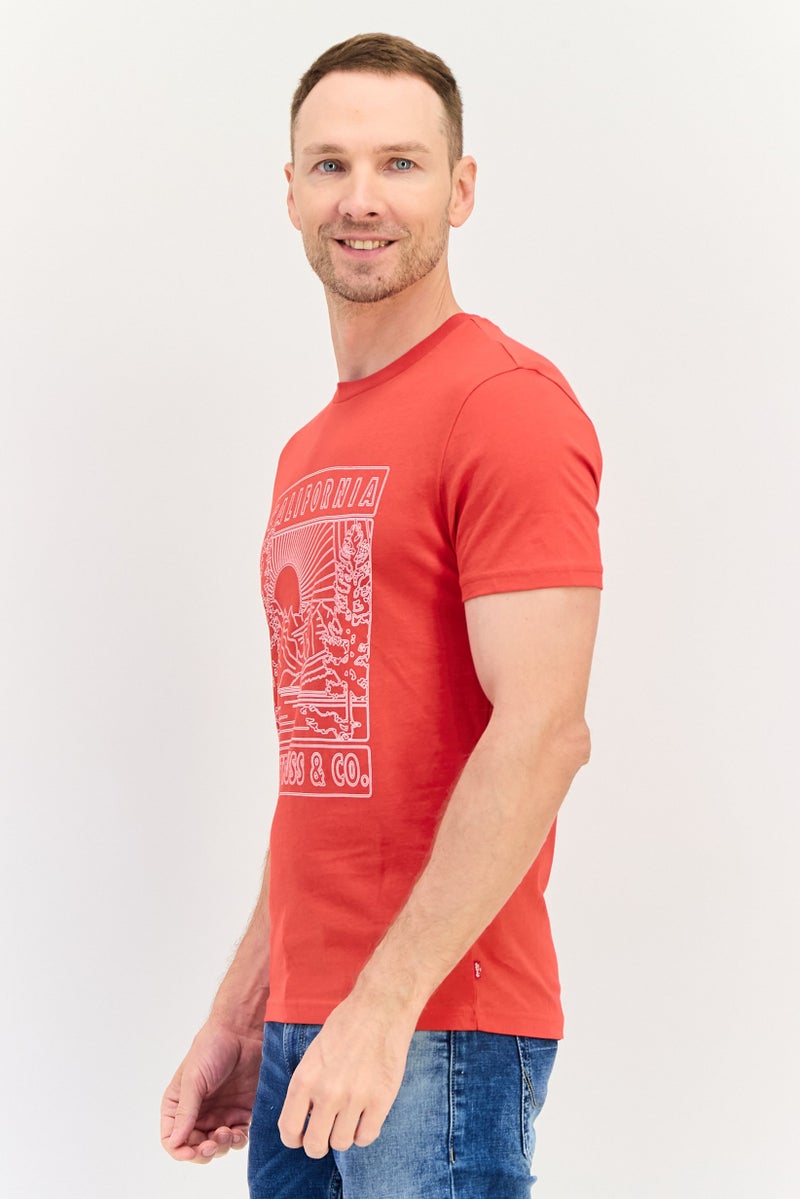 Levi's تي شيرت رجالي بأكمام قصيرة وياقة دائرية بطباعة جرافيك، أحمر - Image 2