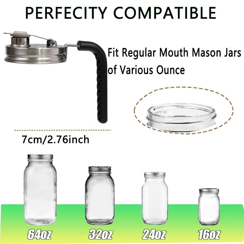 CHOULULUED 2PCS Mason Jar Drinking Lids,Stainless Steel Wide Mouth Mason Jar Sip Lid Accessories,Anticracking Leak Proof Seal Flip Cap Cover Airtight Accessories for Drink - Image 2