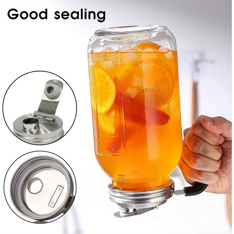 CHOULULUED 2PCS Mason Jar Drinking Lids,Stainless Steel Wide Mouth Mason Jar Sip Lid Accessories,Anticracking Leak Proof Seal Flip Cap Cover Airtight Accessories for Drink - Image 4