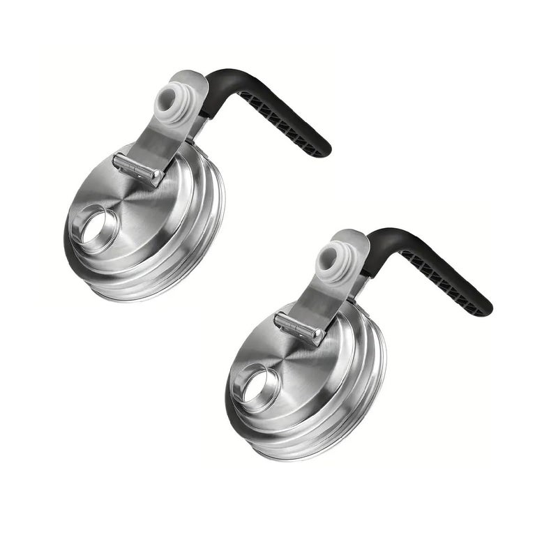 CHOULULUED 2PCS Mason Jar Drinking Lids,Stainless Steel Wide Mouth Mason Jar Sip Lid Accessories,Anticracking Leak Proof Seal Flip Cap Cover Airtight Accessories for Drink - Image 1