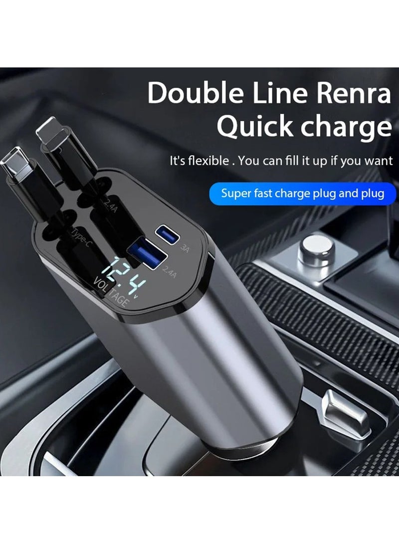 120W Fast Car Charger with Retractable Charging Cable Fast Car Power Adapter PD20W for Type C 40W Car Bluetooth USB Charger Plug - Image 2