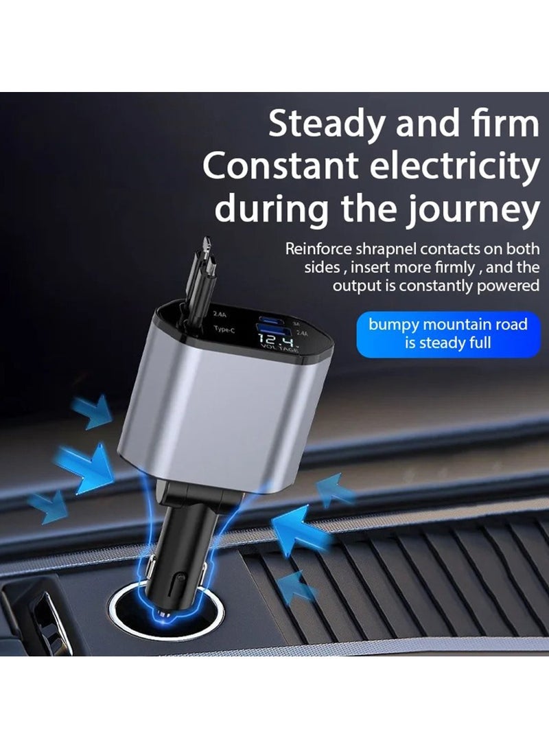 120W Fast Car Charger with Retractable Charging Cable Fast Car Power Adapter PD20W for Type C 40W Car Bluetooth USB Charger Plug - Image 4