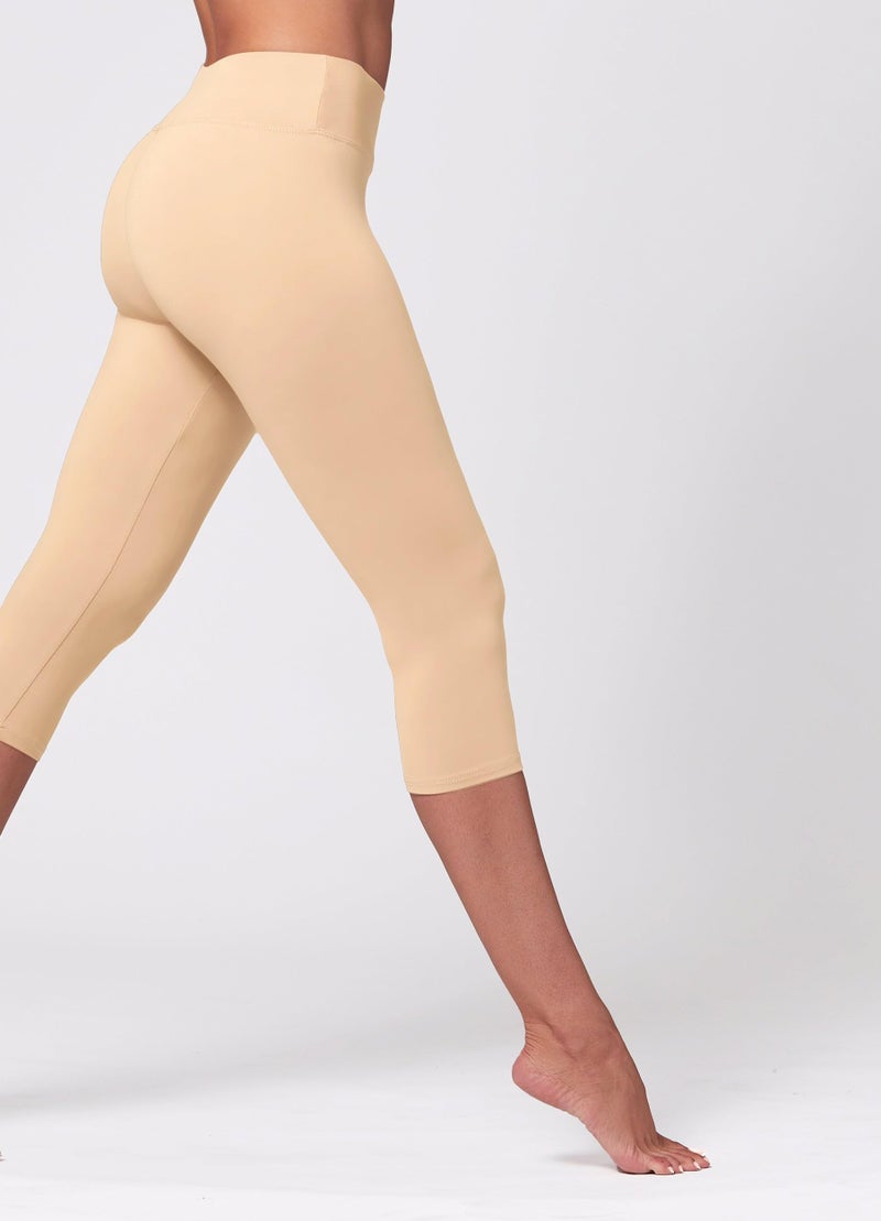 Conceited Capri Leggings for Women - High Waisted - Soft - Casual - Beige Nude - Small - Medium - Image 5