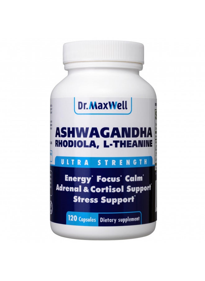 Dr. Maxwell Cortisol Manager Supplement, Supports Relaxation, Mood & Sleep in Times of Occasional Stress, Ashwagandha Rhodiola Adaptogens Supplements, Helps Maintain Normal Cortisol Levels, 120 Capsules, USA  - Image 1