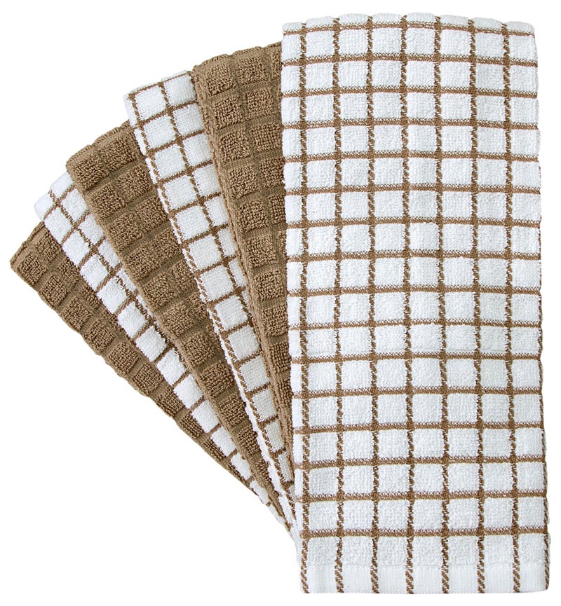 Bumble Towels مناديل المطبخ بامبل | مناديل صحون قطنية 100% مع حلقة للتعليق | 16" × 28" | 380 جرام لكل متر مربع | مجموعة مناديل مطبخ ماصة | 6 قطع، تان - Image 3