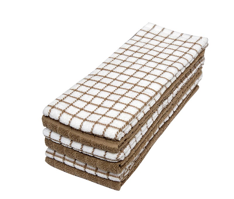 Bumble Towels مناديل المطبخ بامبل | مناديل صحون قطنية 100% مع حلقة للتعليق | 16" × 28" | 380 جرام لكل متر مربع | مجموعة مناديل مطبخ ماصة | 6 قطع، تان - Image 4