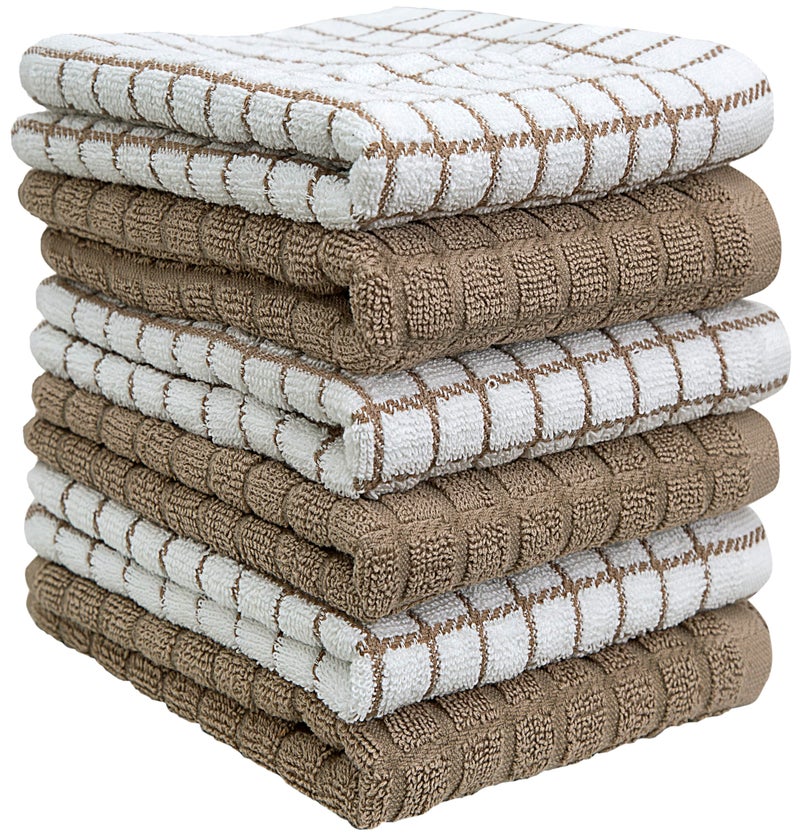 Bumble Towels مناديل المطبخ بامبل | مناديل صحون قطنية 100% مع حلقة للتعليق | 16" × 28" | 380 جرام لكل متر مربع | مجموعة مناديل مطبخ ماصة | 6 قطع، تان - Image 5