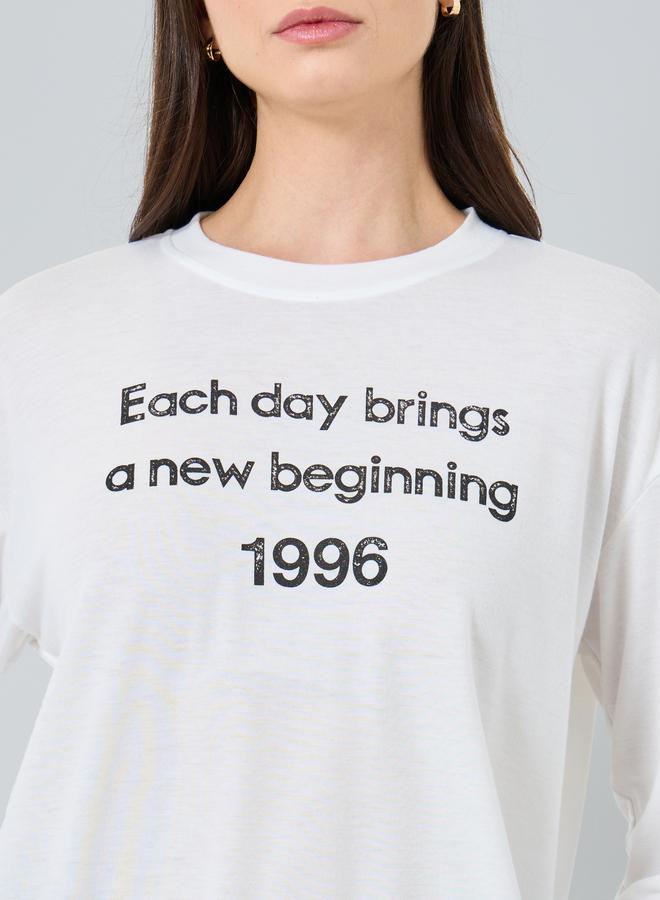 Take Two Women White Slogan Oversized T-Shirt - Image 4