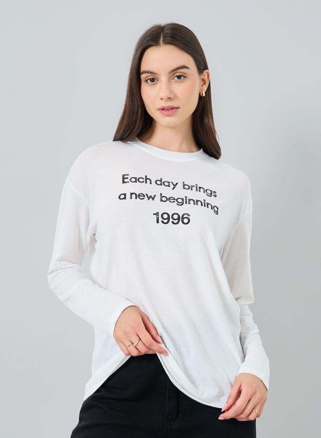 Take Two Women White Slogan Oversized T-Shirt - Image 1