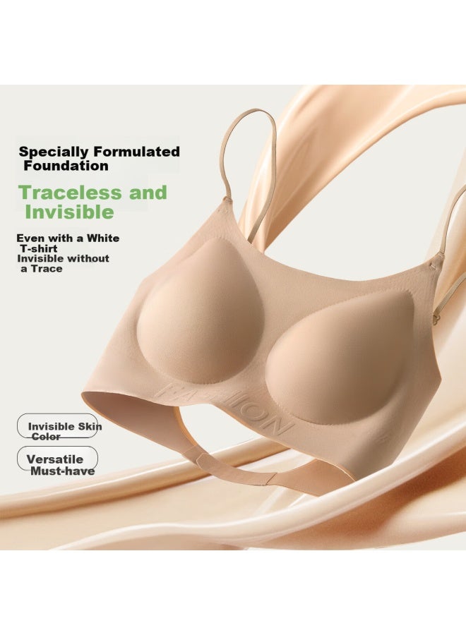 Modal Seamless Bra Top Liquid Foundation Women's Breathable Invisible Bra Small Chest Push-up Wire-free Thin Shoulder Strap Beauty Back M - Image 3