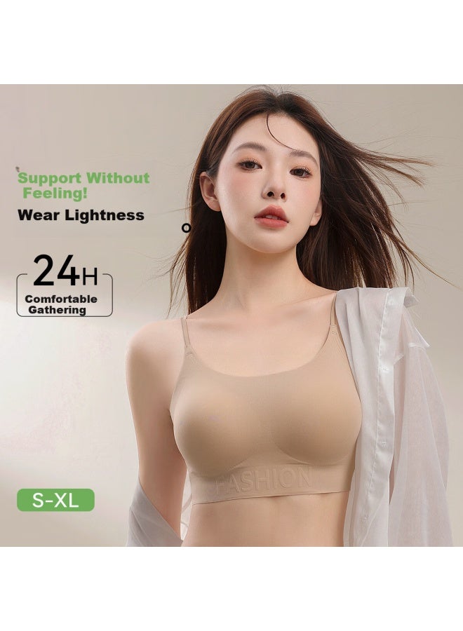 Modal Seamless Bra Top Liquid Foundation Women's Breathable Invisible Bra Small Chest Push-up Wire-free Thin Shoulder Strap Beauty Back M - Image 2