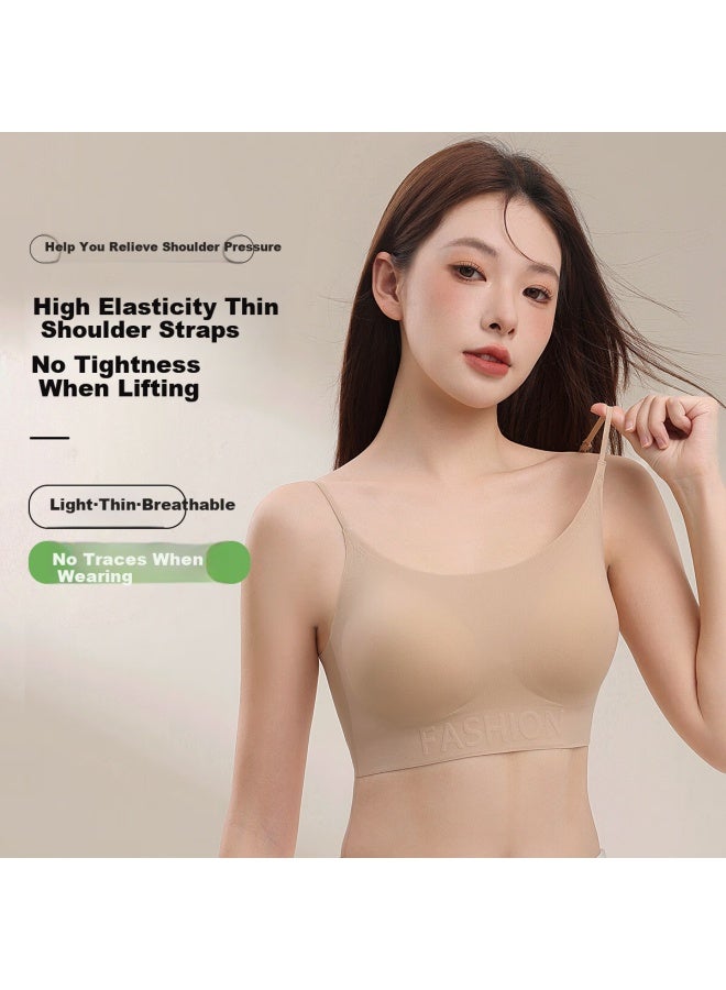 Modal Seamless Bra Top Liquid Foundation Women's Breathable Invisible Bra Small Chest Push-up Wire-free Thin Shoulder Strap Beauty Back M - Image 4