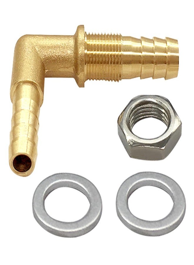 Joywayus 5/16 x 3/8 Hose Barb Reducer Thru-Bulk Head Hex Union 90 Degree L Right Angle Elbow Barbed Brass Fitting with Flat Washer Gasket Water/Fuel/Air - Image 3