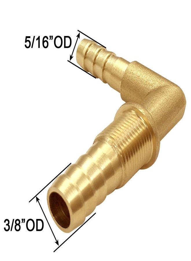Joywayus 5/16 x 3/8 Hose Barb Reducer Thru-Bulk Head Hex Union 90 Degree L Right Angle Elbow Barbed Brass Fitting with Flat Washer Gasket Water/Fuel/Air - Image 2