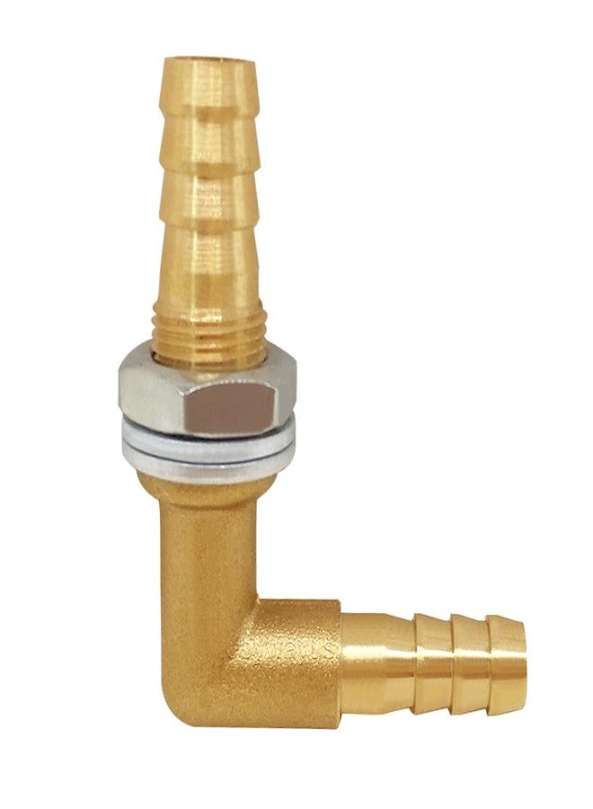Joywayus 5/16 x 3/8 Hose Barb Reducer Thru-Bulk Head Hex Union 90 Degree L Right Angle Elbow Barbed Brass Fitting with Flat Washer Gasket Water/Fuel/Air - Image 1