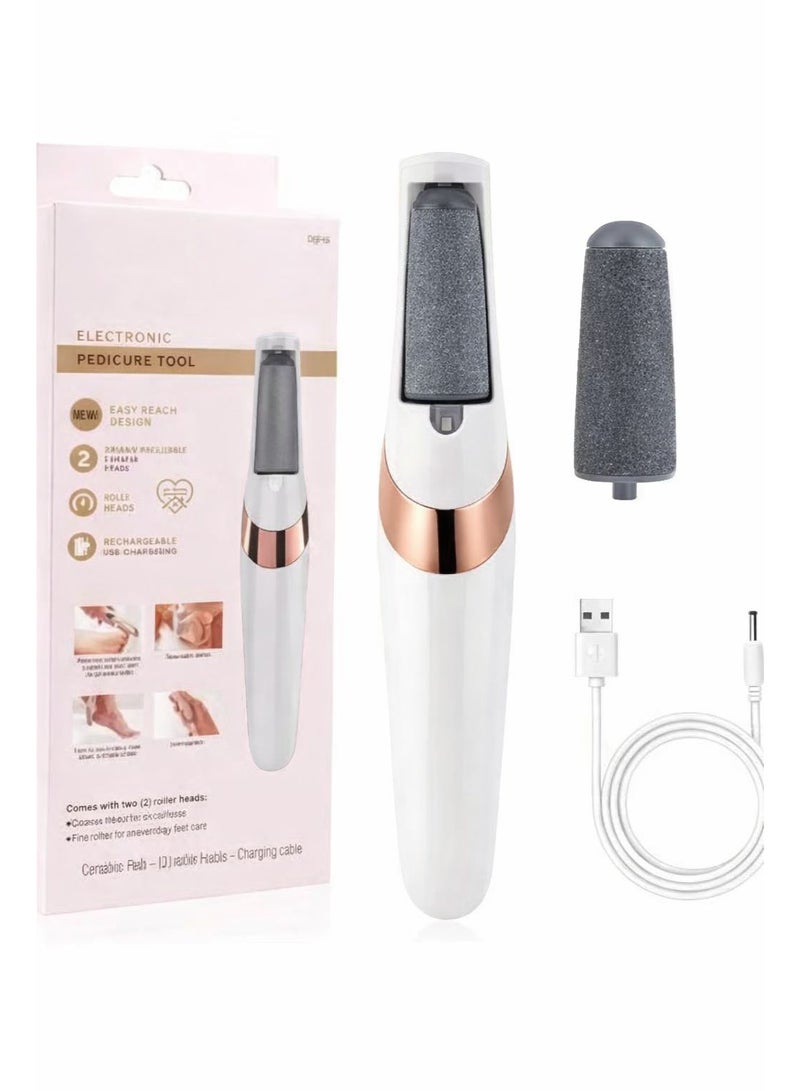 Flawless Electric Foot File for Dead Skin and Cracks Removal with Exfoliating Roller – Professional At-Home Pedicure for Foot Care and USB Charging for Smoother Heels - Image 1