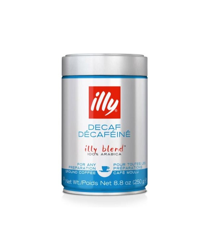 ILLY GROUND COFFEE DECAF, 250 g