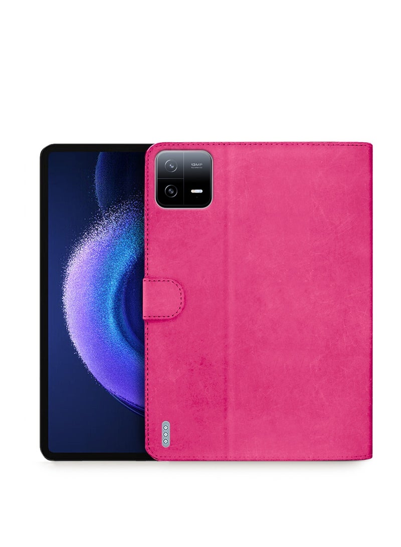 Wtech Xiaomi Pad 6 / Pad 6 Pro 11 inch (2023) - WTech PU Leather Magnetic Closure Flip Case Cover - Pink - Image 1