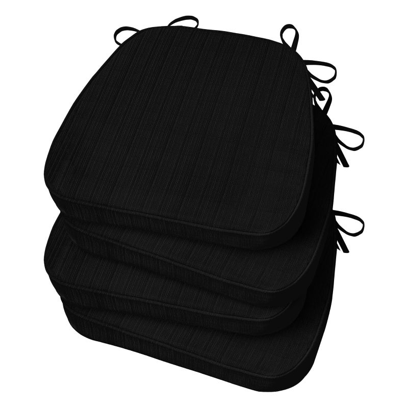 Basic Beyond Chair Cushions for Dining Chairs 4 Pack, D-Shaped Kitchen Chair Cushions with Ties Set of 4, 2.5" Thick Seat Cushions for Dining Room/Kitchen Chairs, 17" x 16", Black - Image 1