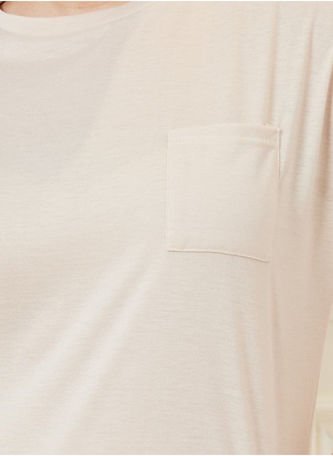 Styli - Drop Shoulder Pocket T-Shirt & Floral Pyjama Set - Image 1