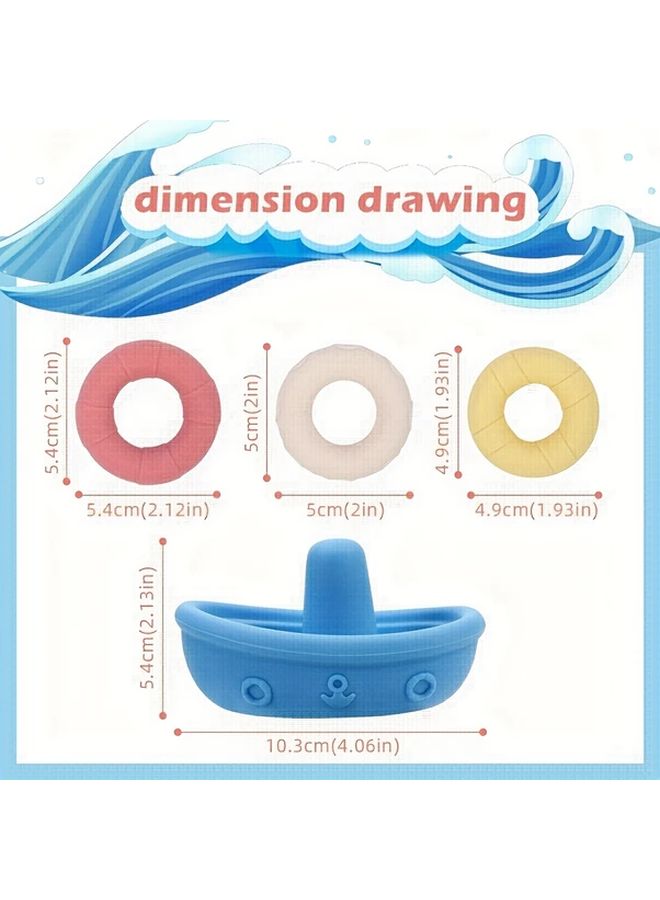 Blue Gray Beige Stackable Bath Boats Toy Floating Bathtub Toys For Baby Toddler - Image 3
