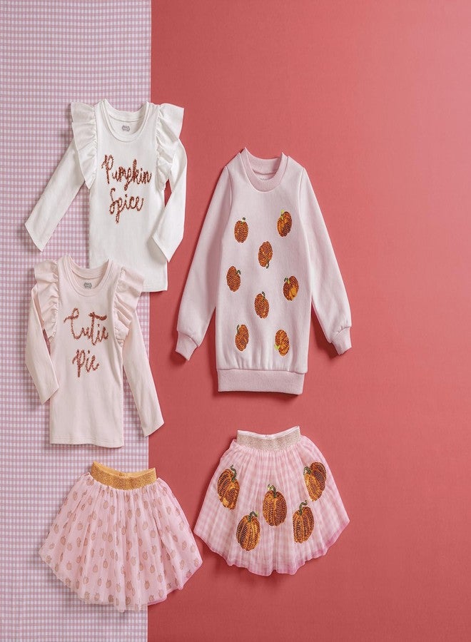 Mud Pie Girls Kids Pumpkin Sequin Tutu, Pink - Image 2