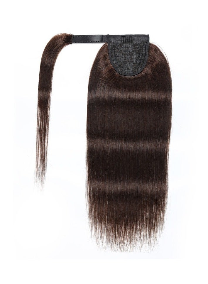 إستيل شعر الإنسان بني غامق تمديد ذيل حصان كليب في وصلات شعر ذيل حصان - Image 3