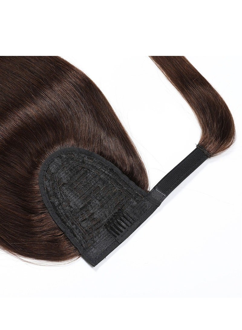 إستيل شعر الإنسان بني غامق تمديد ذيل حصان كليب في وصلات شعر ذيل حصان - Image 5