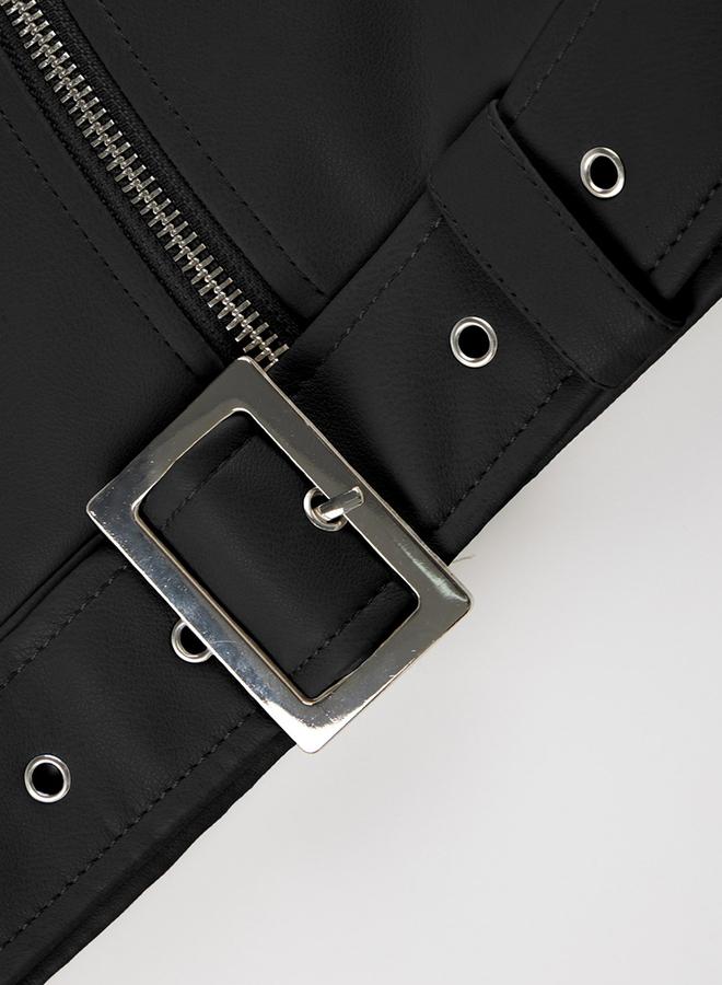 تايك تو جاكيت بايكر مزين بالمسامير وحزام - Image 4