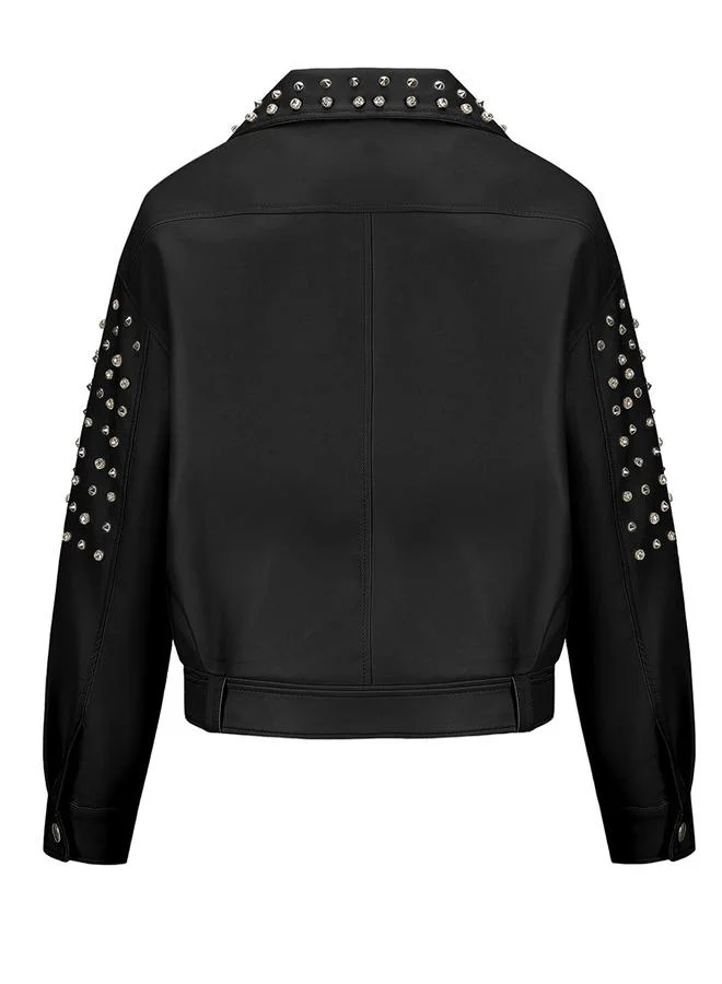 Take Two Studded Biker Jacket with Belt