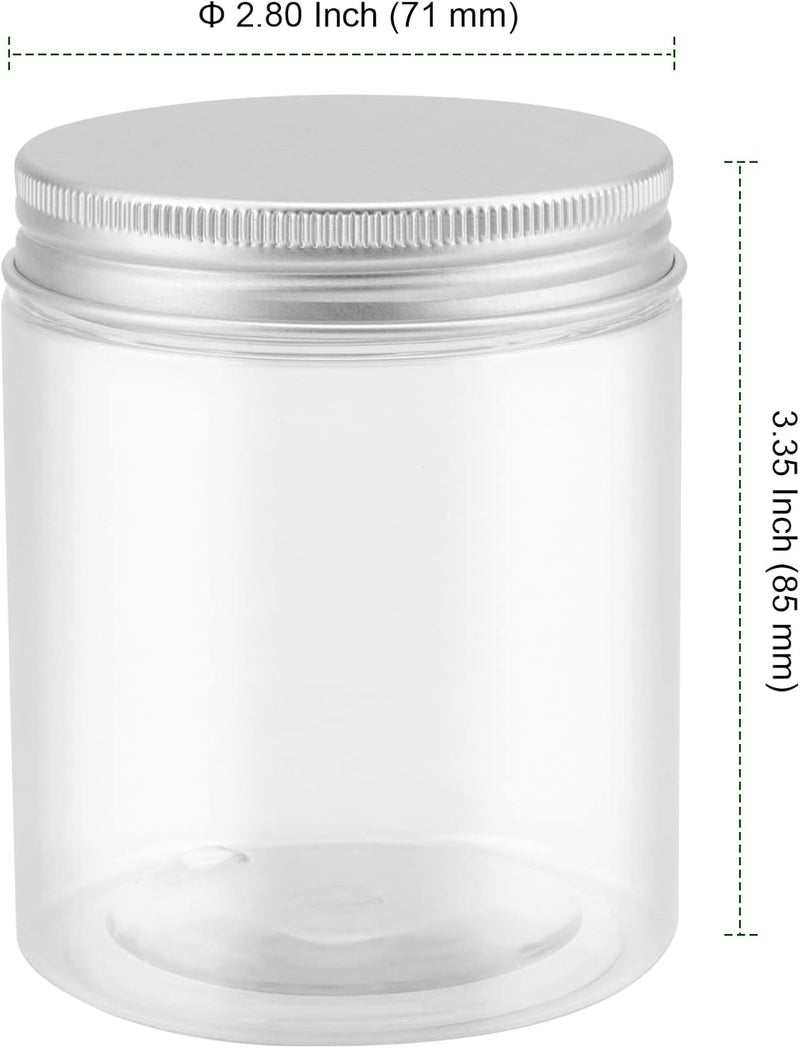 PINGEUI 24 Pack 250ml Clear Round Plastic Jars with Aluminum Lids, BPA Free Wide Mouth Plastic Container, Empty Sample Storage Pot Jars for Slime, Food, Spices, Candy, Crafts - Image 2