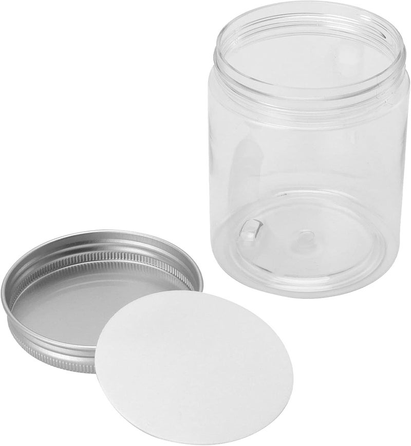 PINGEUI 24 Pack 250ml Clear Round Plastic Jars with Aluminum Lids, BPA Free Wide Mouth Plastic Container, Empty Sample Storage Pot Jars for Slime, Food, Spices, Candy, Crafts - Image 4