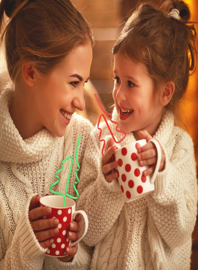 Whaline شربات بلاستيكية حمراء وخضراء من واهلين 50 قطعة لشجرة عيد الميلاد، شربات حلقة مجنونة لمشروبات الكوكتيل وزينة العيد - Image 3