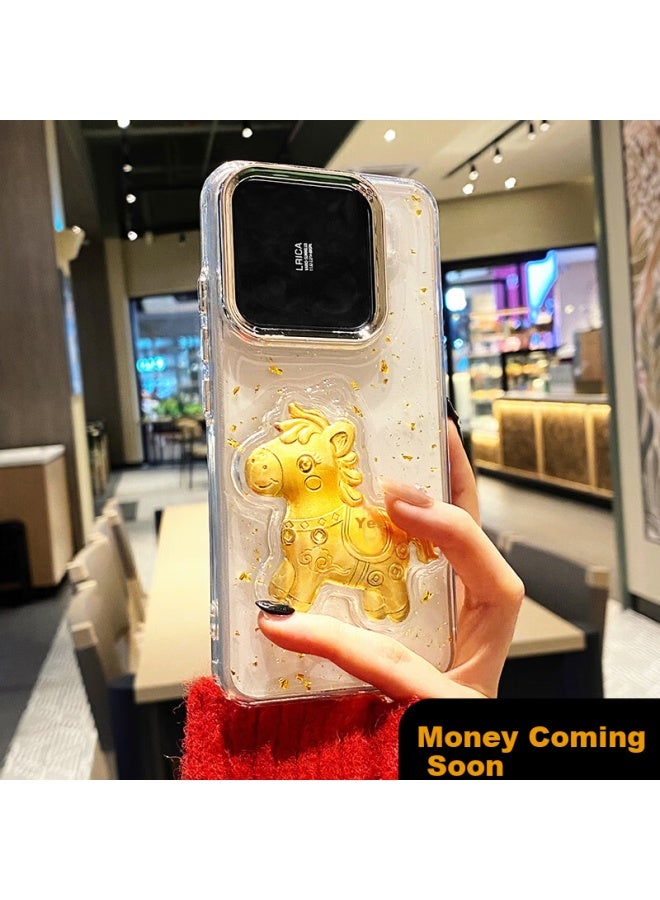 Gurrs New Year Limited Edition Xiaomi 15 Case Transparent Full-cover Ultra-thin Shockproof Creative Chinese Style Gold Foil Money Luck Uni Phone Cover