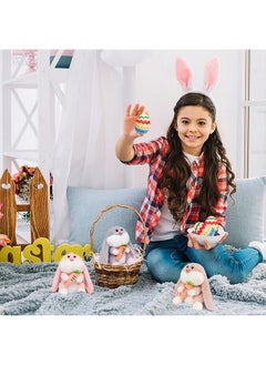 Fortuning's JDS Easter Basket Stuffers, Kawaii Bunny Stuffed Animals With Colorful Eggs As Easter Plush Gift For Kids, Mini Rabbit Plush Pillow Toys(6 Pieces,4.72")  - Image 3