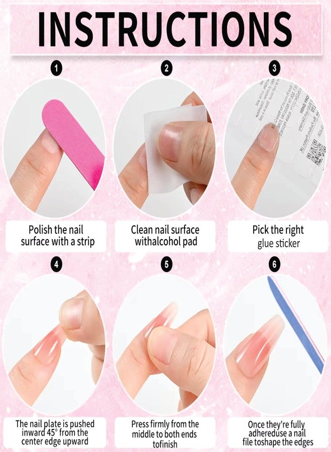 Mayklen French Peach Gold Fake Nails Artificial Nails Art - 24 Pcs, Pure Color False Nails Press On Nails, Reusable Glossy Nails Extension With Glue Stickers, Nail File & Wood Stick - Image 5