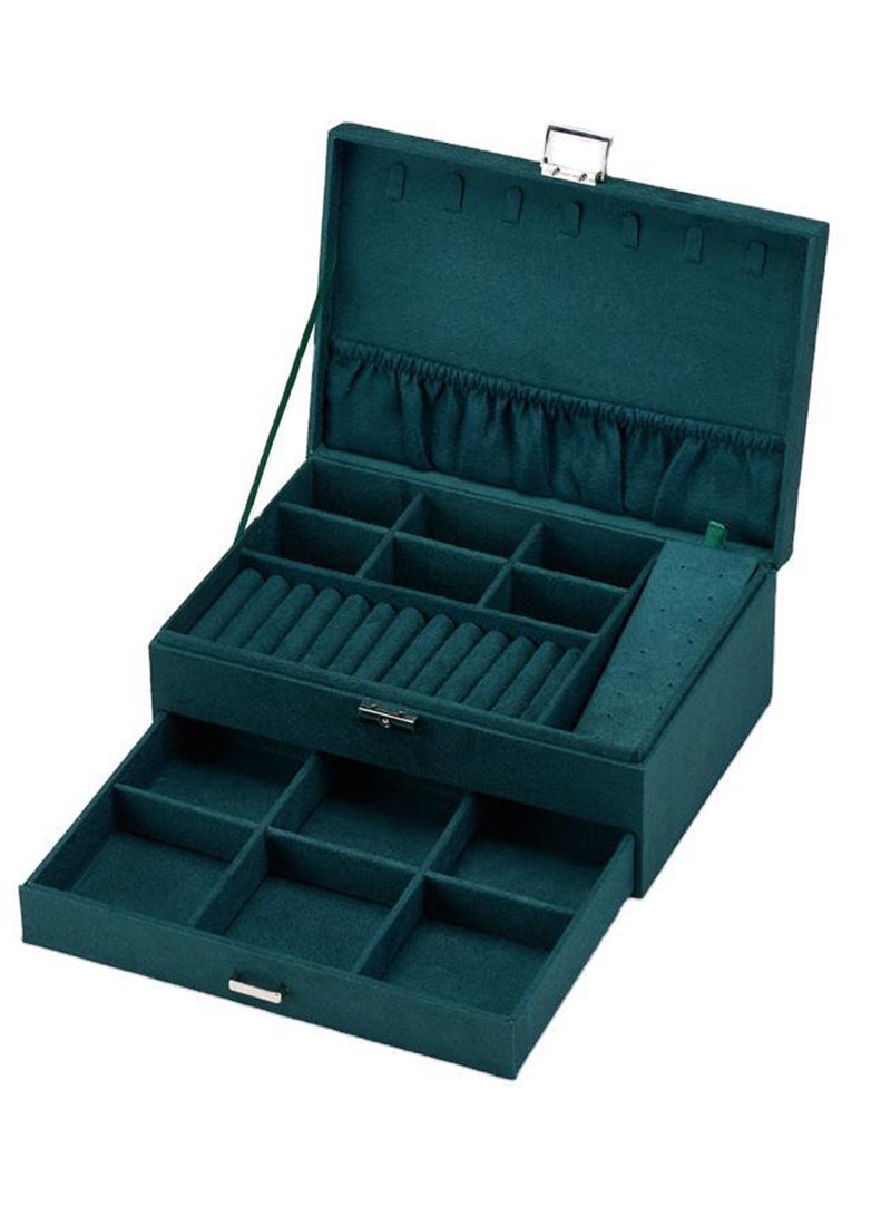 ETG High Capacity Multi-Layer Jewelry Box for Women Velvet with 2 Drawers Jewelry Storage Drawer Display for Necklaces Rings Bracelets  - Image 3