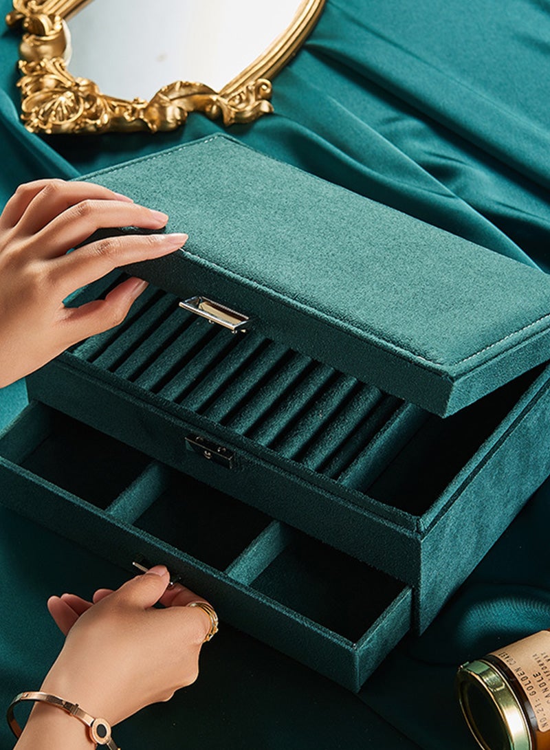 ETG High Capacity Multi-Layer Jewelry Box for Women Velvet with 2 Drawers Jewelry Storage Drawer Display for Necklaces Rings Bracelets  - Image 5