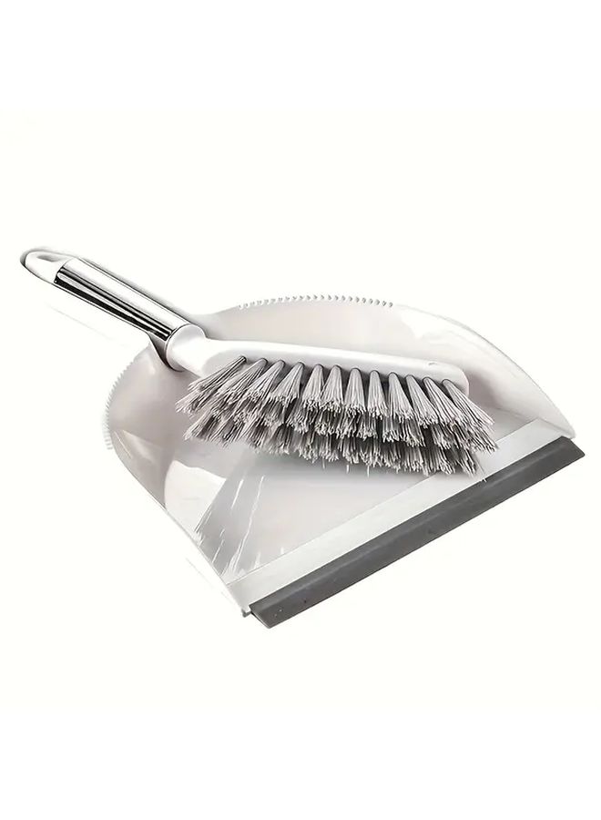 White Compact Broom and Dustpan Set with Hanging Storage Easy Hair Removal Camping Shovel Brush - Image 5