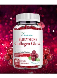 NATURE GLOW Natural Glow Cranberry Collagen with Glutathione Gummies and Vitamins Skin Whitening Gummies Anti Aging Superfoods 60 Gummies  - Image 1